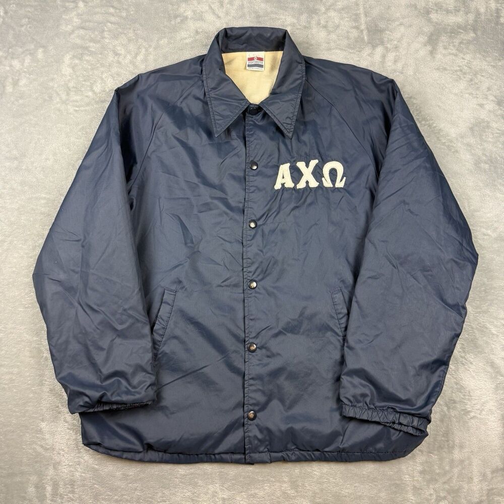 Vintage 1980s Sportsmaster Alpha Chi Omega Fraternity Windbreaker Jacket USA M